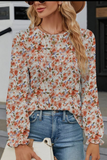 Floral Ruffle Neck Fall Blouse