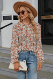 Floral Ruffle Neck Fall Blouse