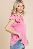 French Terry Ruffle Sleeve Top