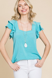 French Terry Ruffle Sleeve Top