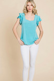 French Terry Ruffle Sleeve Top