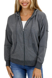 Grace & Lace Signature Soft Zip Up Hoodie (Heathered Charcoal)