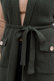 Grace & Lace Winter Knit Long Sweater Vest (Olive)