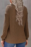 Half Zip Long Sleeve Loose Fit Knit Top (Khaki)