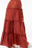 High Waisted Block Lace Maxi Skirt