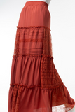 High Waisted Block Lace Maxi Skirt