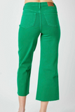 Judy Blue High Waisted Tummy Control Wide Crop (Green)