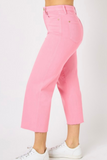 Judy Blue High Waisted Tummy Control Wide Crop (Pink)