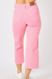 Judy Blue High Waisted Tummy Control Wide Crop (Pink)