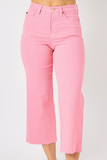 Judy Blue High Waisted Tummy Control Wide Crop (Pink)