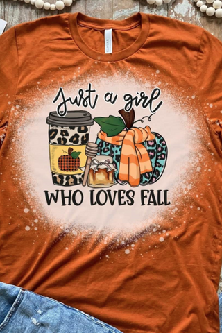 Just a Girl Who Loves Fall Acid Wash Tee