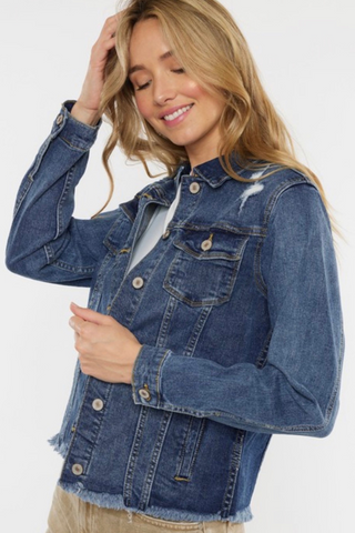 KanCan Distressed Denim Jacket