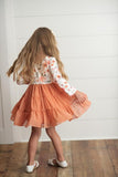 Kids Floral Print Swiss Dot Dress