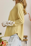 Lace Button Sleeve Top (Yellow)