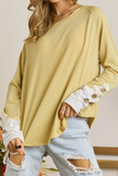 Lace Button Sleeve Top (Yellow)