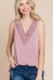 Lace V-Neck Tank (Mauve)