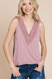 Lace V-Neck Tank (Mauve)