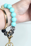 Leopard Silicone Beaded Keychain Key Ring