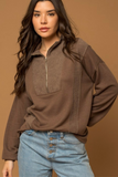 Long Sleeve Half Zip (Brown)