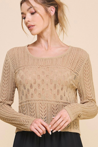 Long Sleeve Pointelle Top