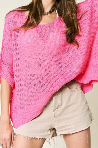 Loose Fit Half Sleeve Top (Hot Pink)