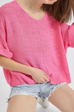 Loose Fit Half Sleeve Top (Hot Pink)