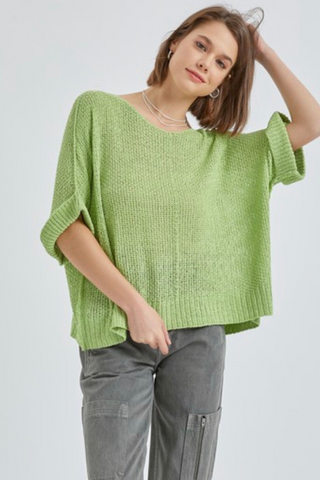 Loose Fit Half Sleeve Top (Lime)