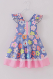 Multicolor Floral Ruffle Girls Dress