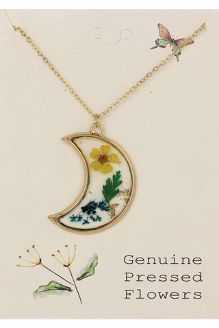 Night Blooms Crescent Dried Flower Necklace