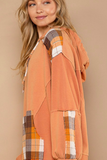 Oversized Hooded Plaid Sweatshirt (Orange)