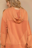 Oversized Hooded Plaid Sweatshirt (Orange)