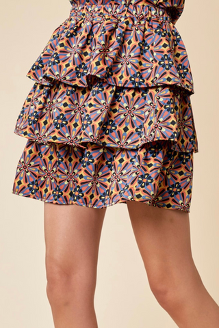 Patterned Tiered Skirt
