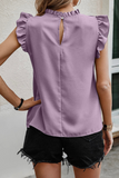 Pleated Mock Neck Blouse