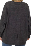 Plus Size, Drop Shoulder Sweater (Black)
