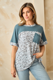 Rib & Print Mixed Top