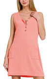 Ribbed Sleeveless Dress (Coral)