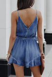 Ruffle Denim Romper