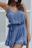 Ruffle Denim Romper