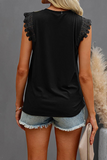 Sleeveless Lace Shoulder Top (Black)