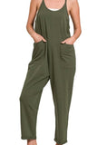 Spaghetti Strap Pocket Jumpsuit (Olive)