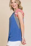 Stripe Contrast Top (Blue)