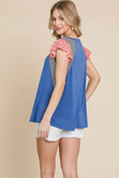 Stripe Contrast Top (Blue)