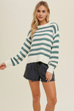 Striped Top with Crochet Detail (Cream/Green)