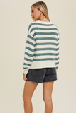 Striped Top with Crochet Detail (Cream/Green)