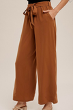 Tie Waist Wide Leg Trouser (Carmel)