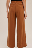 Tie Waist Wide Leg Trouser (Carmel)