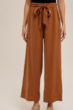 Tie Waist Wide Leg Trouser (Carmel)