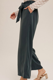 Tie Waist Wide Leg Trouser (Emerald)