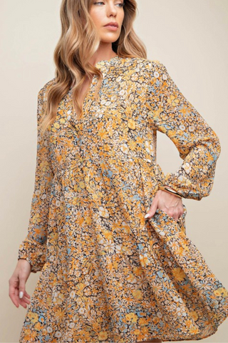 Tiered Floral Dress with Pockets