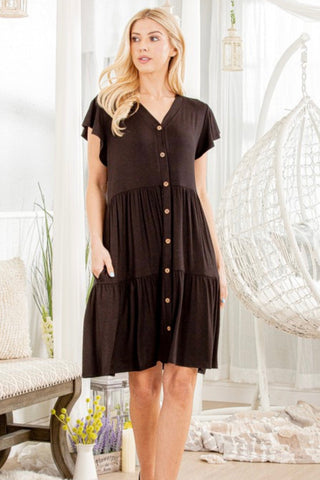 Tiered Button Down Dress
